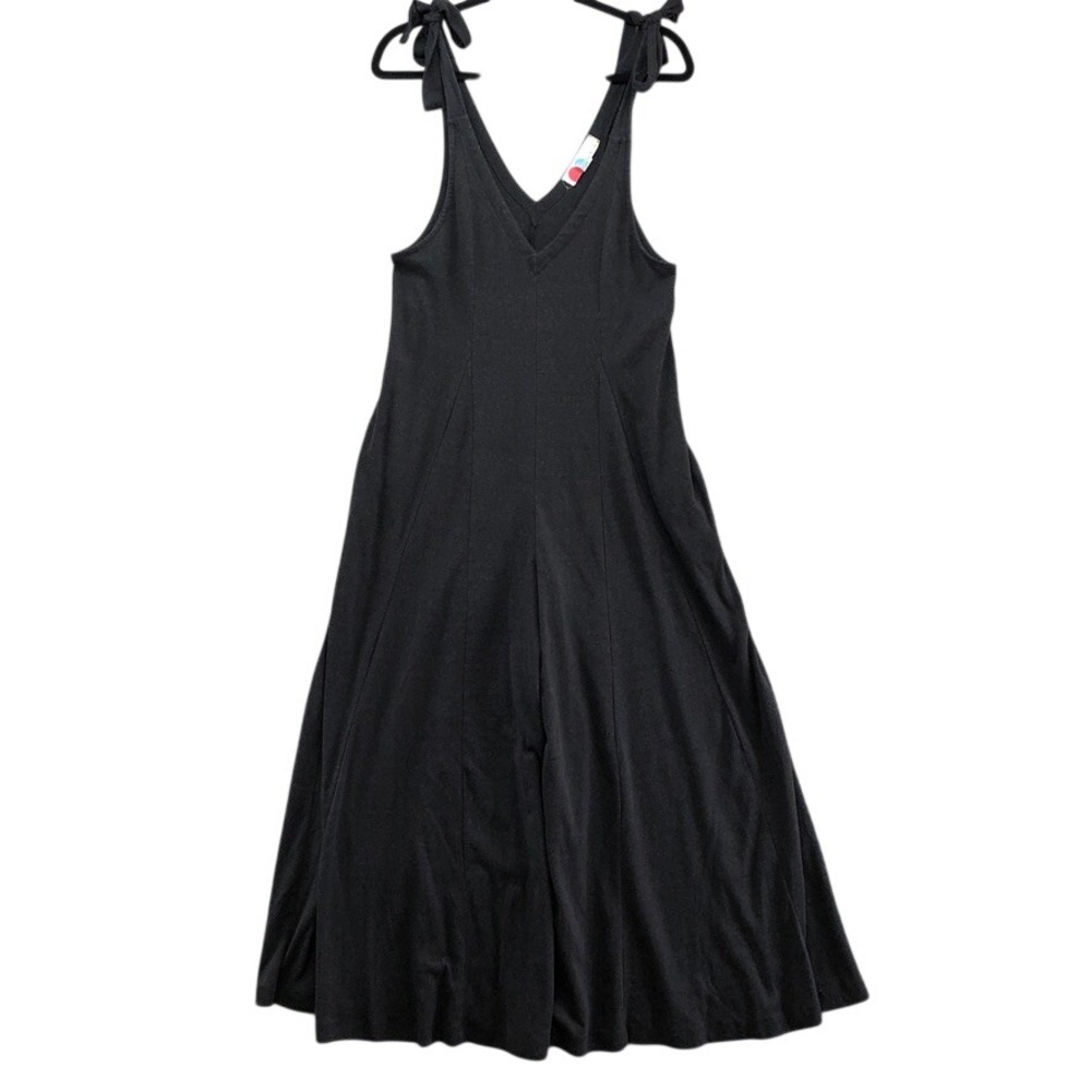 Free People Beach Alice One Piece Jumpsuit Womens XS Black Tie Strap Wide Leg